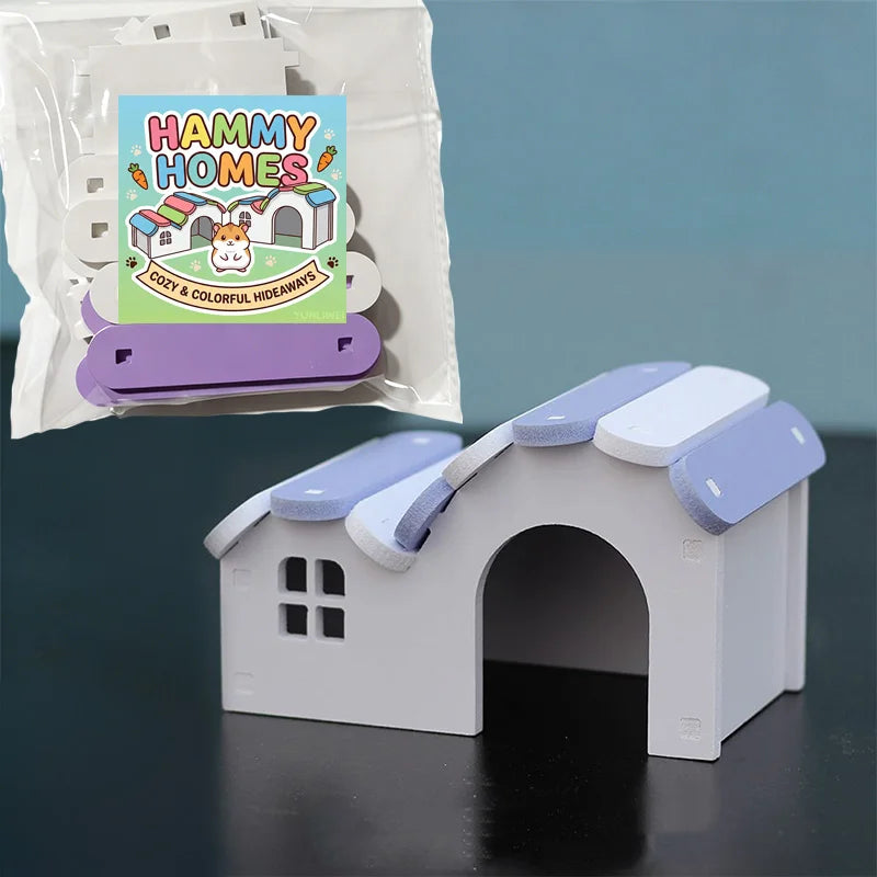 Round Hamster House DIY Wooden Gerbil Hideout Rainbow Bridge Suitable for Small Animal Habitat Hamster Hideout Assembled Hamster