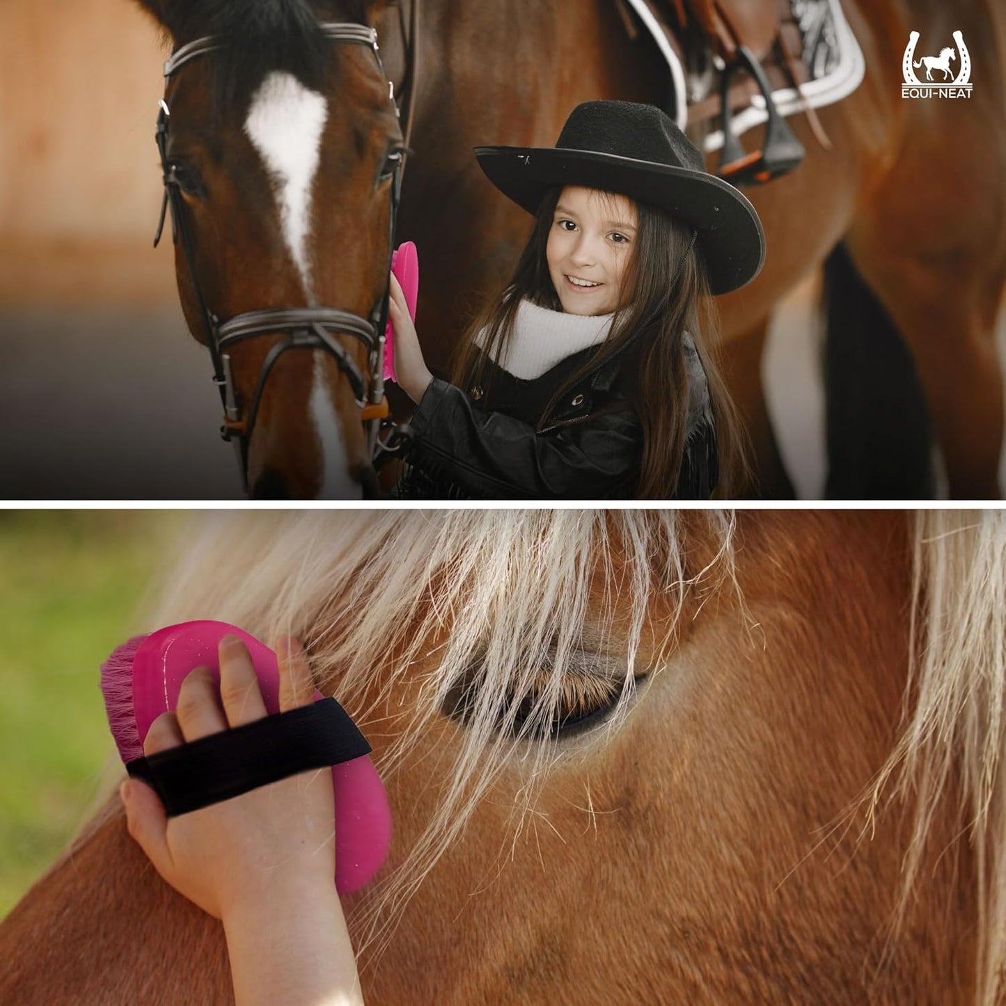 Children'S Horse Grooming Kit with Bag - Pony Gift Set Includes Curry Comb, Hoof Pick, Brushes and Comb - Available in Blue or Pink - Ideal Kids Grooming Kit Horse Present Gift - Pink