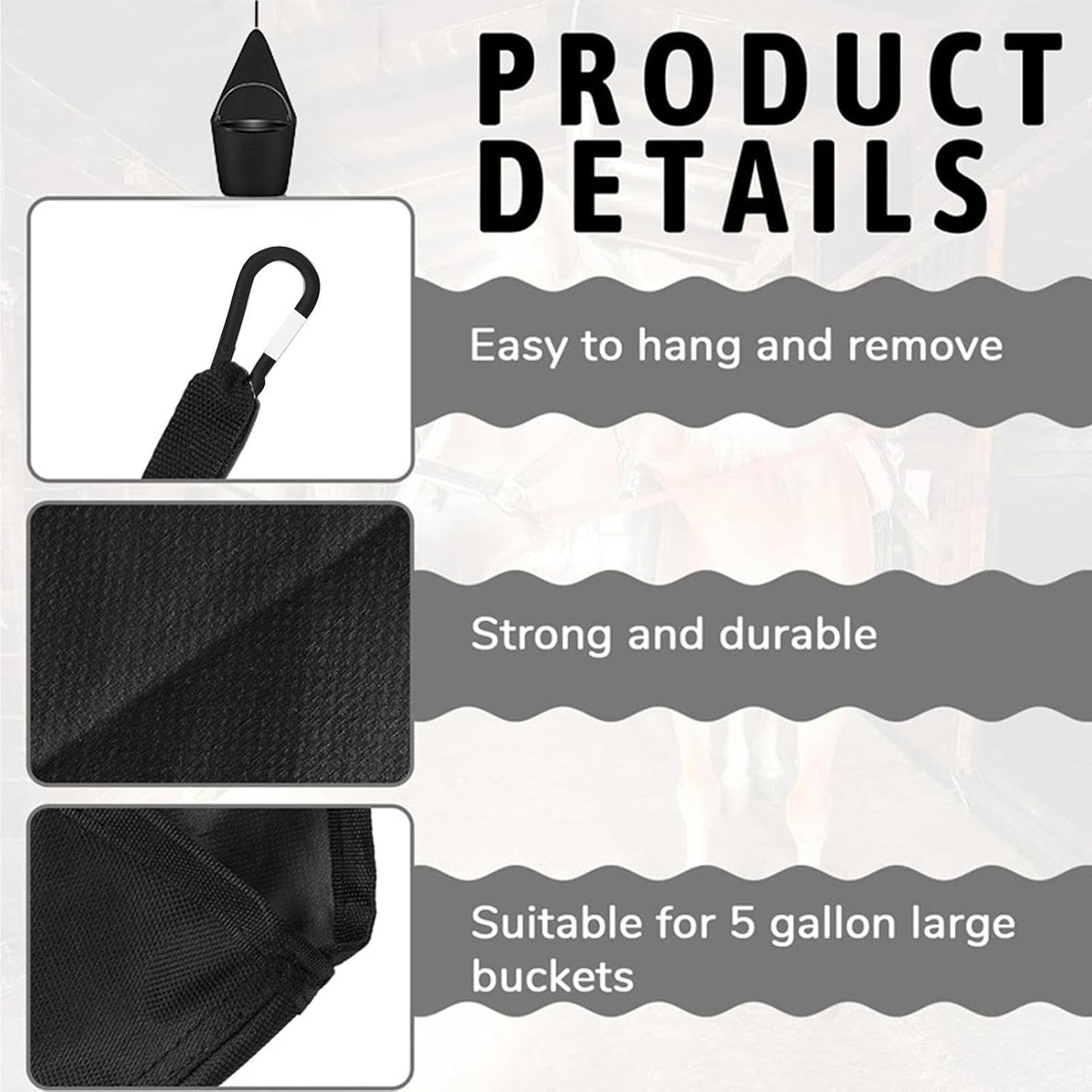 Horse Feed Bag Hanging Bucket Holder Trailer Bucket Bag Suitable for Water Bucket Horse Trailer Accessories 900D Oxford Cloth Horse Trailer Organizer Horse Feeding Supplies