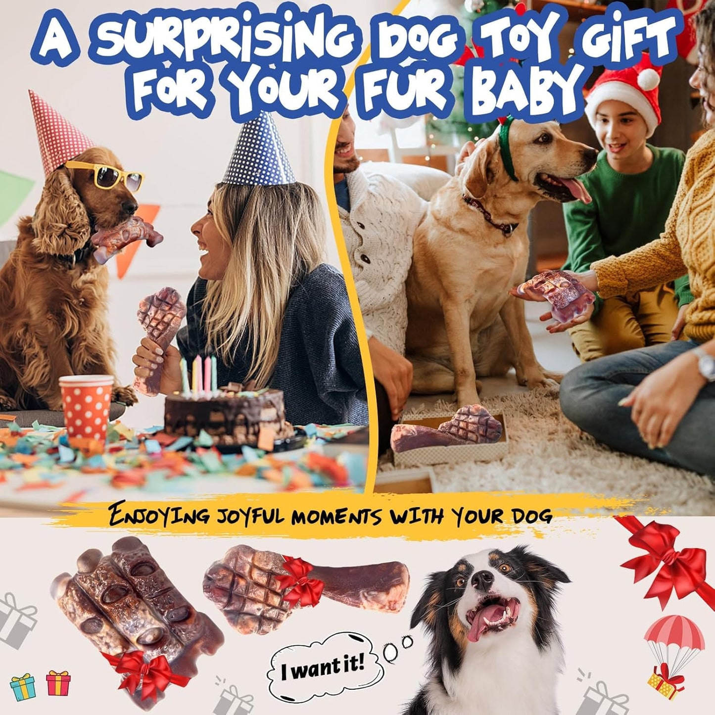 Dog Chew Toys for Aggressive Chewers, 2 Pack Indestructible Dog Toy for Large Medium Breed Tough Durable Toys for Boredom