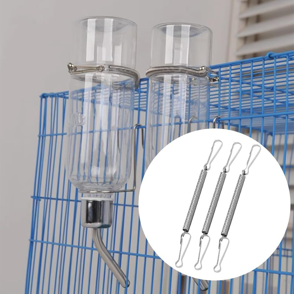 12 Pcs Stainless Steel Springs & Clips,Guinea Pig Water Bottle, Rabbit Water Bottle,For Secure Animal Water Dispensers