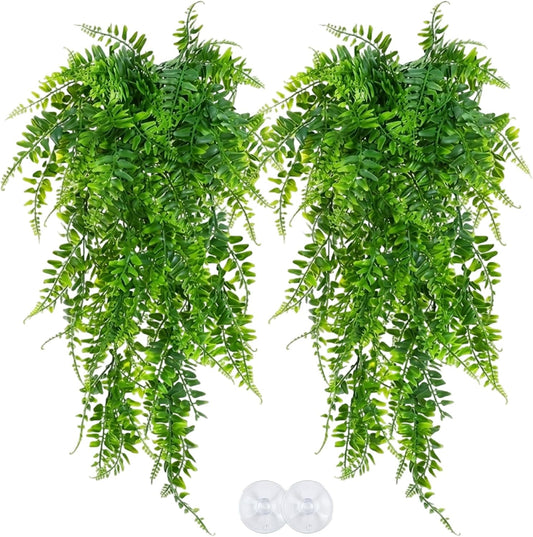 2 Pack Bearded Dragon Accessories, Reptile Plants for Vivarium Decoration, 30 Inch Persian Vines with Suction Cups for Gecko Tank Accessories, Terrarium Accessories for Natural Habitat Enhancement