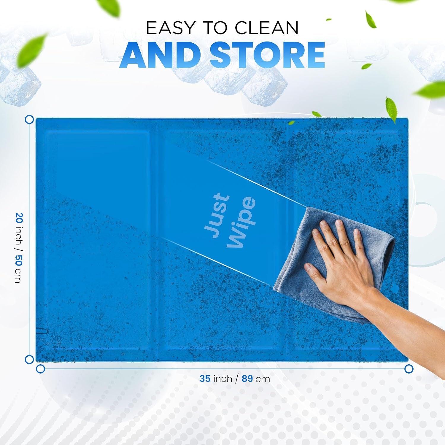 GSL Large Dog Gel Cool Mat, Car Travel Cooler Mat for Dogs & Cats 90X50Cm, Pressure Activated Self-Cooling Gel Pad, Scratch Resistant Foldable Pet Crate Insert, Non-Toxic Material Great for Hot Summer