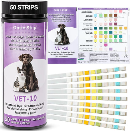 Pet Urine Testing Strips, 50 X Urinalysis Parameter Tests for Dogs, Cats, Vets, Accurate Testing for Veterinarians, Detects UTI, Diabetes, Bladder, Kidney, Liver, SG, Ph, Glucose