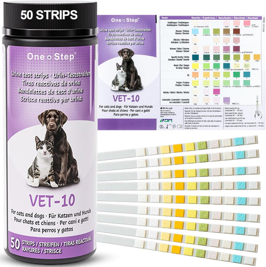 Pet Urine Testing Strips, 50 X Urinalysis Parameter Tests for Dogs, Cats, Vets, Accurate Testing for Veterinarians, Detects UTI, Diabetes, Bladder, Kidney, Liver, SG, Ph, Glucose