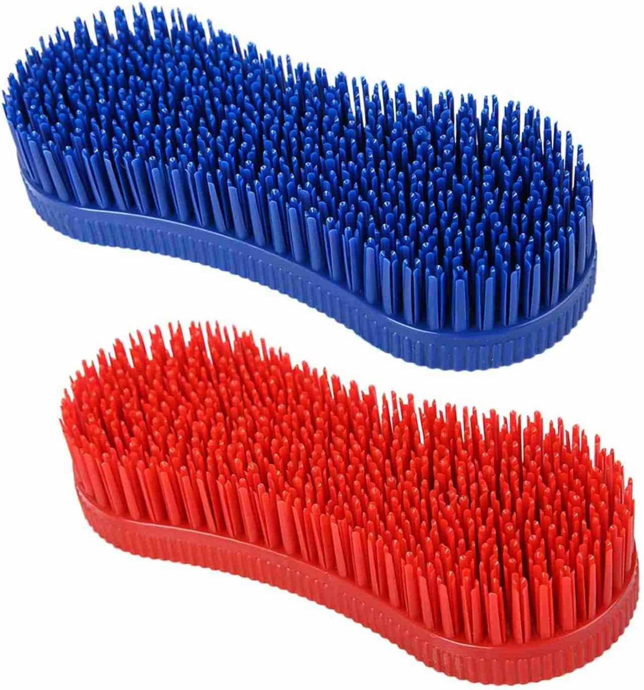 2 Pcs Magic Horse Hair Brush Set, Horses Grooming Brushes, Horse Brush for Grooming, Equestrian Massage Tool Mane and Tail Detangler Blue&Red