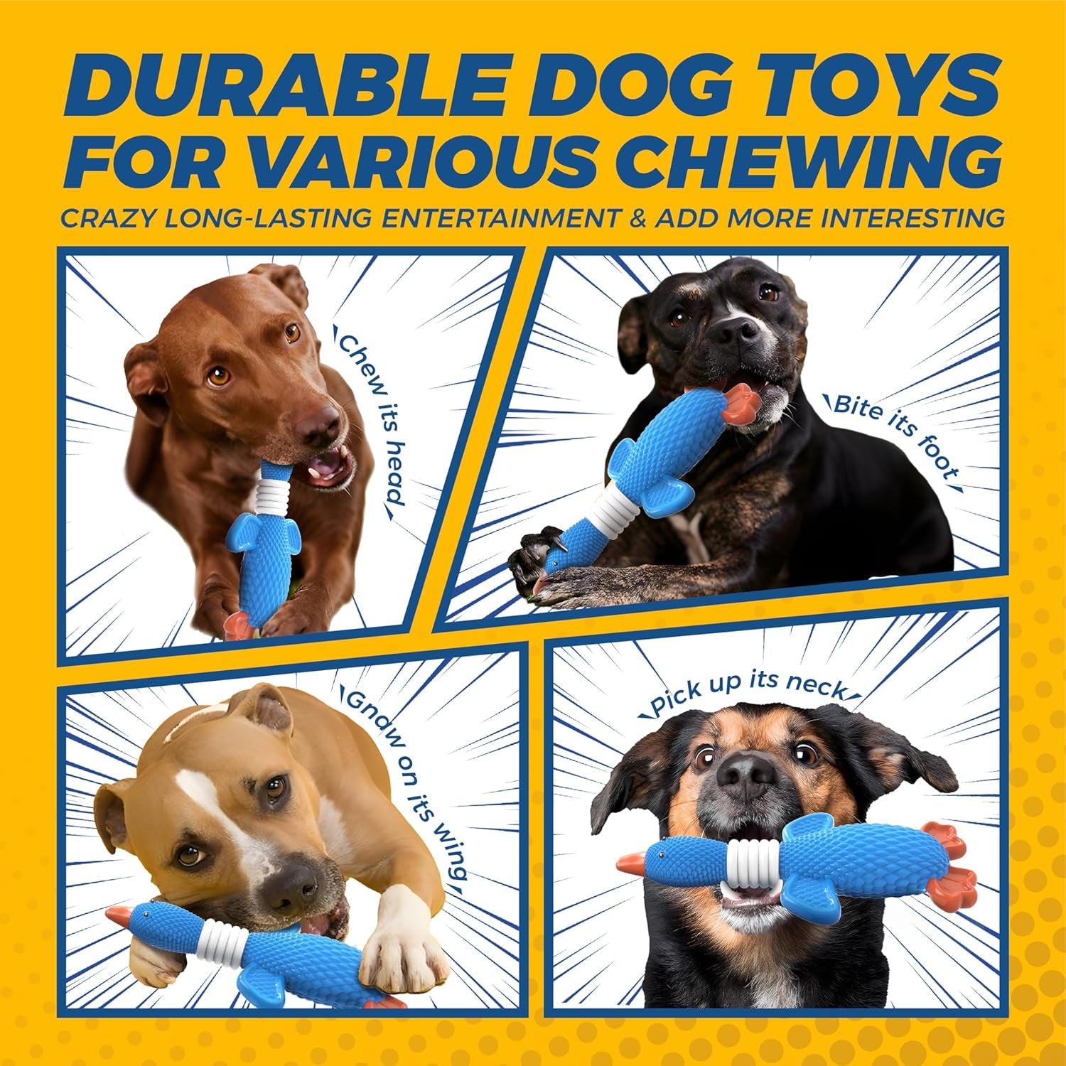 Upgraded Nylon Goose Dog Toys for Aggressive Chewers,Tough Dog Toys for Large Dogs Medium Breed,Durable Dog Chew Toys for Teething,Heavy Duty Bone Indestructible Dog Toy