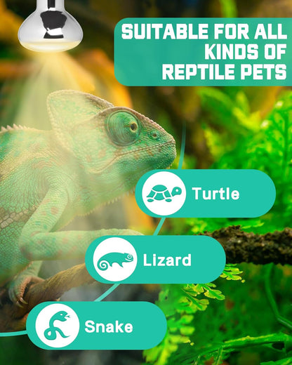 Reptile Heat Lamp Bulb, 100W Basking Spot Heat Bulb for Reptiles, Vivarium UVA Heat Light for Tortoise, Bearded Dragons, Lizards, Chicks, Dog