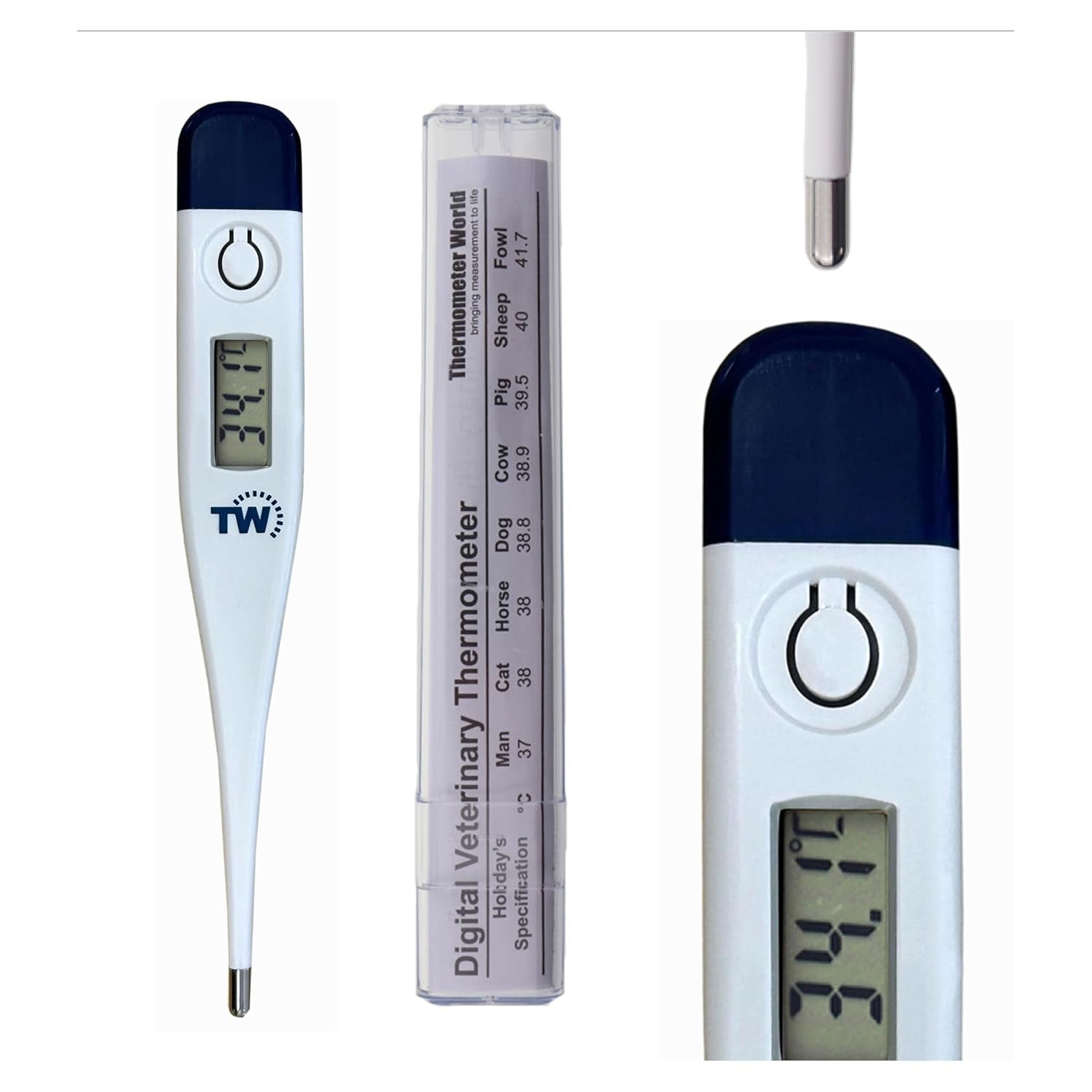 Digital Vets Thermometer for Pet Owners of Dogs Cats Horses Animals with Veterinary Hobday'S Spec Chart
