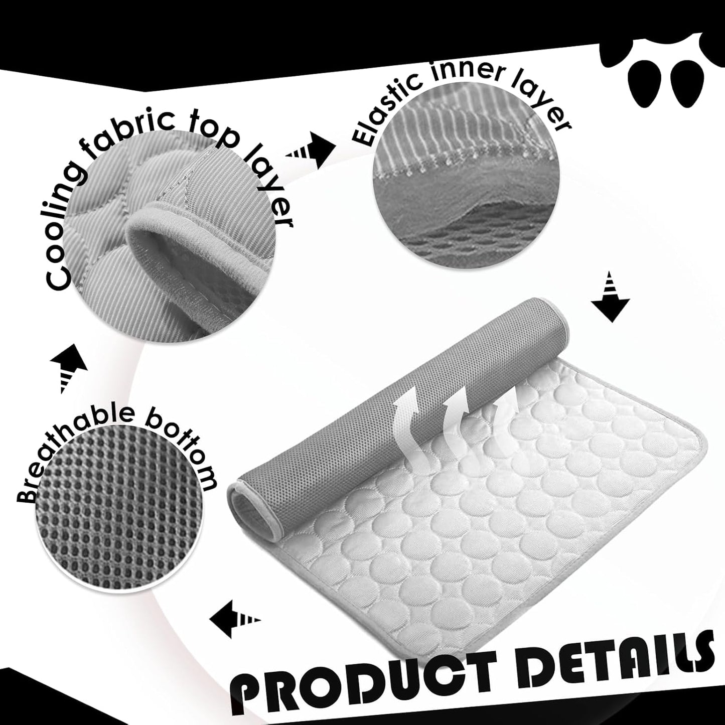 Cooling Mat for Dogs100X70Cm, Scratch-Resistant Premium Polyester Fabric, Dog Cooling Mat, Non-Toxic Foldable Easy-Clean Pet Cooling Mat for Indoor, Outdoor and Car Use (Xl/Grey)