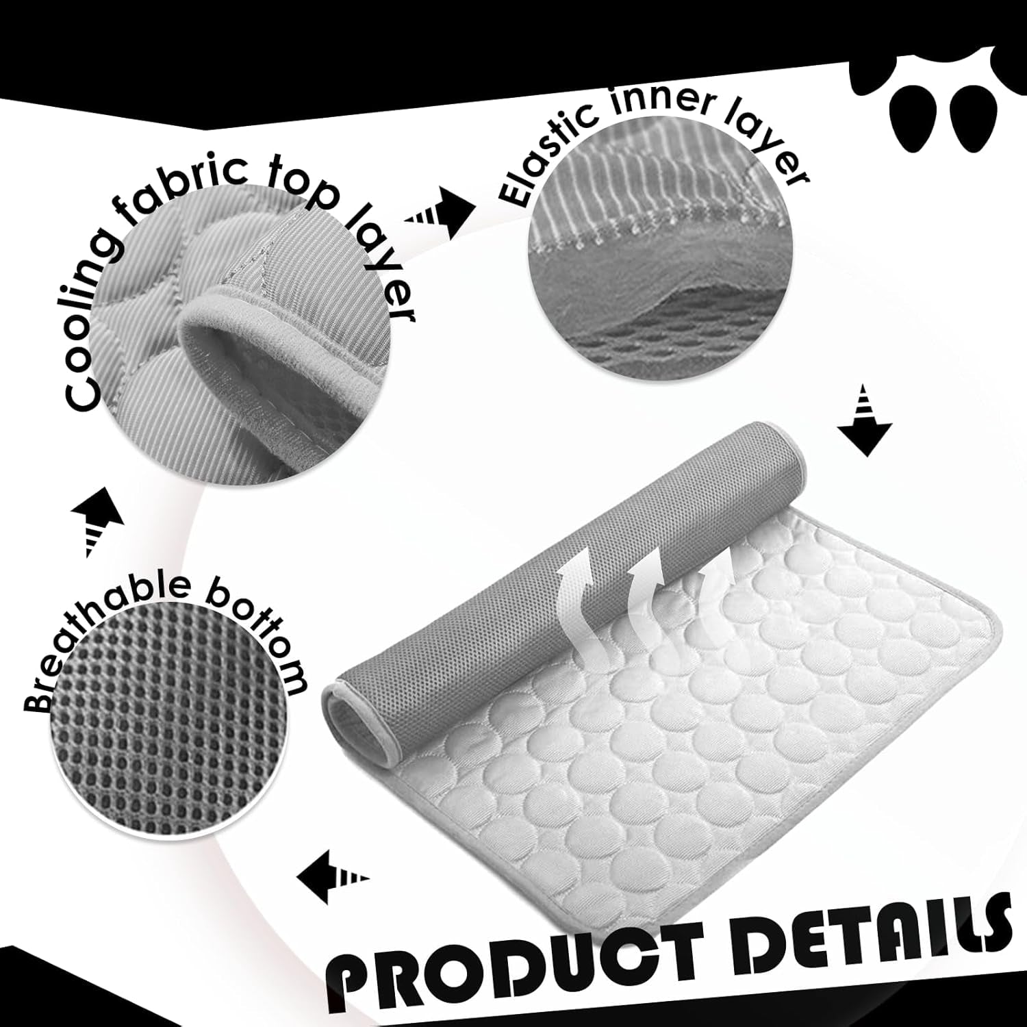 Cooling Mat for Dogs100X70Cm, Scratch-Resistant Premium Polyester Fabric, Dog Cooling Mat, Non-Toxic Foldable Easy-Clean Pet Cooling Mat for Indoor, Outdoor and Car Use (Xl/Grey)