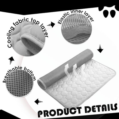 Cooling Mat for Dogs100X70Cm, Scratch-Resistant Premium Polyester Fabric, Dog Cooling Mat, Non-Toxic Foldable Easy-Clean Pet Cooling Mat for Indoor, Outdoor and Car Use (Xl/Grey)