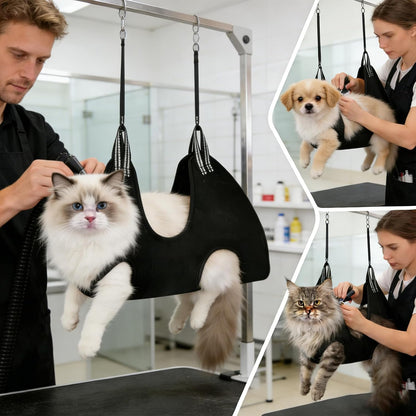 Pet Dog Grooming Hammock, Dog Grooming Harness, Soft Restraint Sling with Hooks for Nail Trimming, Bathing, Grooming, Cat Grooming Hammock Comfortable Pet Care Supplies
