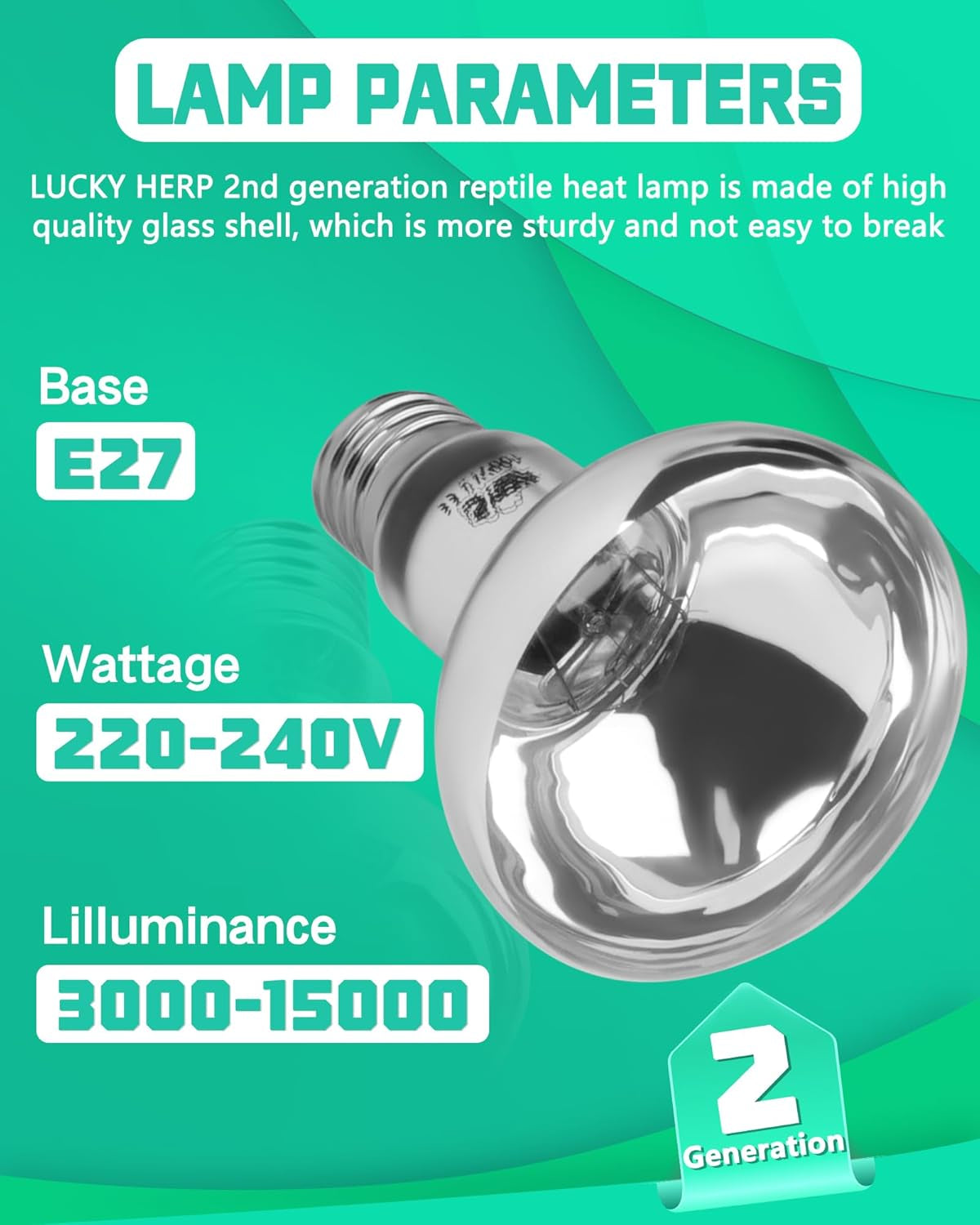 Reptile Heat Lamp Bulb, 100W Basking Spot Heat Bulb for Reptiles, Vivarium UVA Heat Light for Tortoise, Bearded Dragons, Lizards, Chicks, Dog