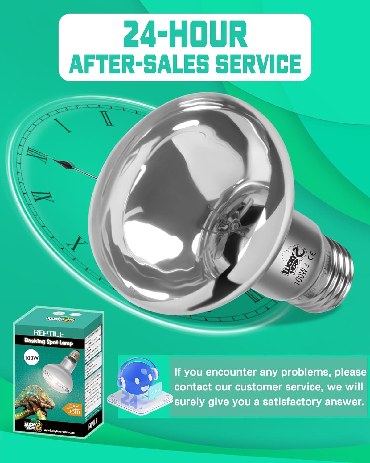 Reptile Heat Lamp Bulb, 100W Basking Spot Heat Bulb for Reptiles, Vivarium UVA Heat Light for Tortoise, Bearded Dragons, Lizards, Chicks, Dog