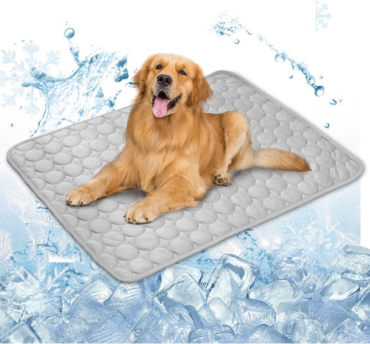Cooling Mat for Dogs100X70Cm, Scratch-Resistant Premium Polyester Fabric, Dog Cooling Mat, Non-Toxic Foldable Easy-Clean Pet Cooling Mat for Indoor, Outdoor and Car Use (Xl/Grey)