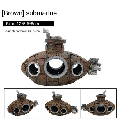 Resin Submarine Ornaments Aquarium Fish Tank Decoration Fish Shrimp Shelter Cave Landscaping Accessories for Aquarium Fish Tank