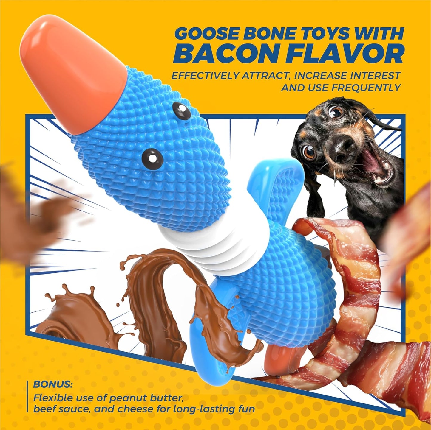 Upgraded Nylon Goose Dog Toys for Aggressive Chewers,Tough Dog Toys for Large Dogs Medium Breed,Durable Dog Chew Toys for Teething,Heavy Duty Bone Indestructible Dog Toy