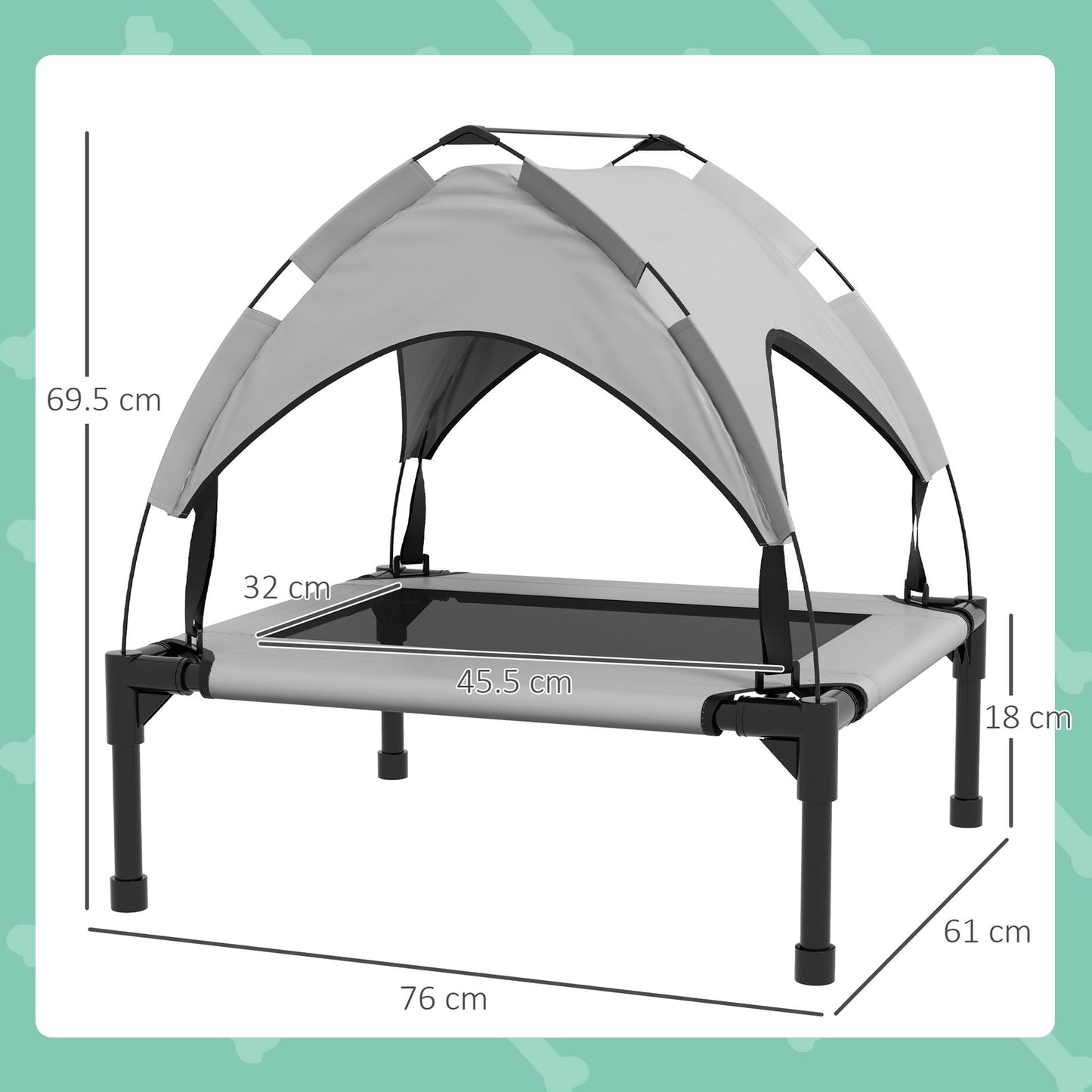 Pawhut Cooling Raised Dog Bed W/ Breathable Mesh, for S, M Dogs - Light Grey