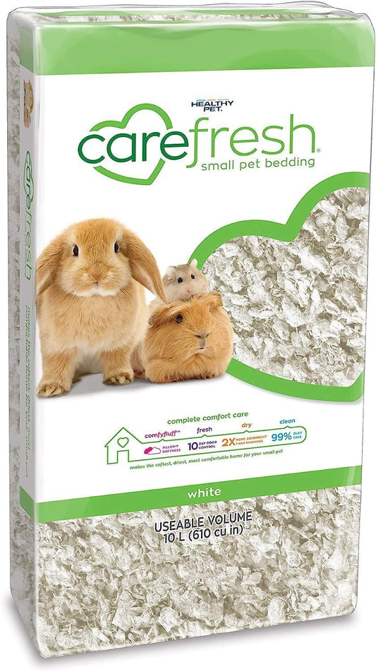 99% Dust-Free White Natural Paper Small Pet Bedding with Odor Control, 10L, White
