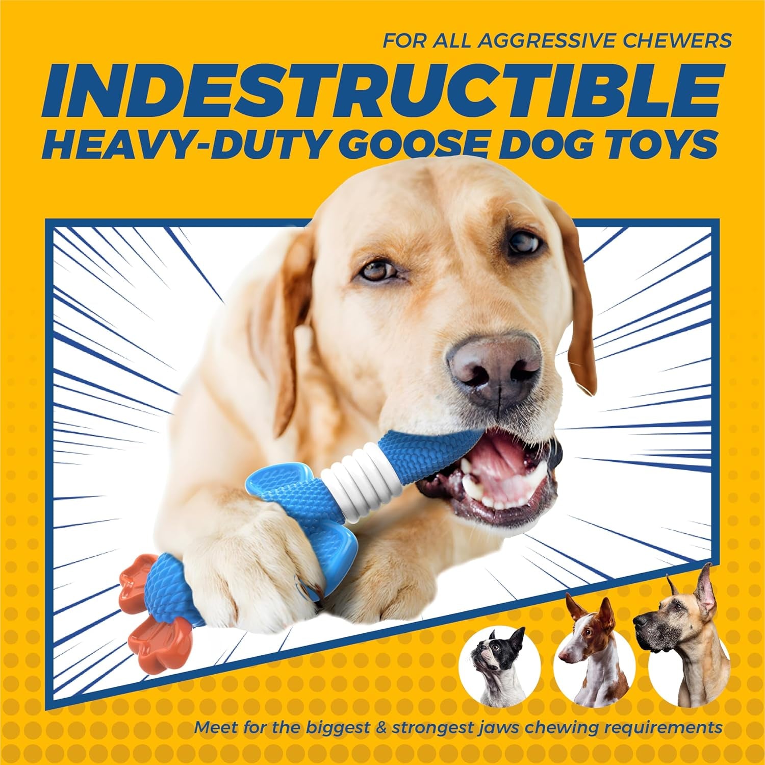 Upgraded Nylon Goose Dog Toys for Aggressive Chewers,Tough Dog Toys for Large Dogs Medium Breed,Durable Dog Chew Toys for Teething,Heavy Duty Bone Indestructible Dog Toy