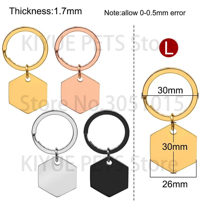 Custom 20Pcs/Set Pet Dog ID Tag Bone round Stainless Steel Plate Pendant Necklace Collar Pet Accessories