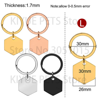 Custom 20Pcs/Set Pet Dog ID Tag Bone round Stainless Steel Plate Pendant Necklace Collar Pet Accessories
