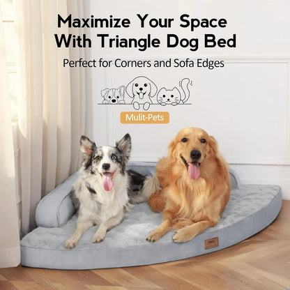 Large Dog Bed - Orthopedic Egg-Crate Memory Foam Dog Beds with Removable Washable Cover, Waterproof Pet Beds with Non-Slip Bottom(Grey)