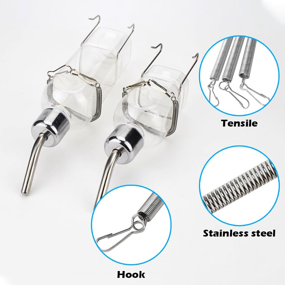 12 Pcs Stainless Steel Springs & Clips,Guinea Pig Water Bottle, Rabbit Water Bottle,For Secure Animal Water Dispensers
