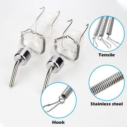 12 Pcs Stainless Steel Springs & Clips,Guinea Pig Water Bottle, Rabbit Water Bottle,For Secure Animal Water Dispensers