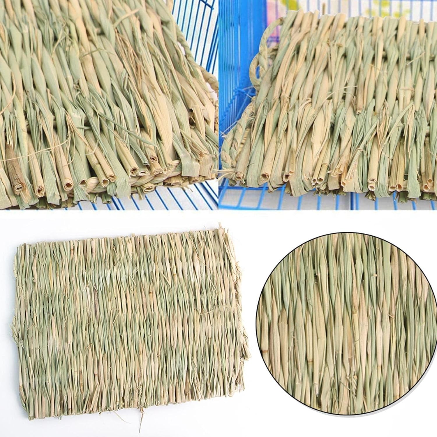 Grass Bed - Woven Straw Mat, Mat Bunny Bedding Nest Resting Cage Mat for Guinea Parrot Chinchilla Hamster