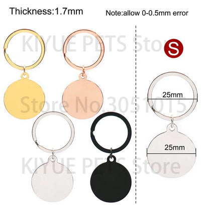 Custom 20Pcs/Set Pet Dog ID Tag Bone round Stainless Steel Plate Pendant Necklace Collar Pet Accessories