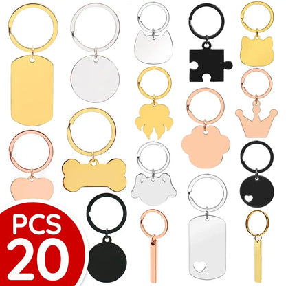 Custom 20Pcs/Set Pet Dog ID Tag Bone round Stainless Steel Plate Pendant Necklace Collar Pet Accessories