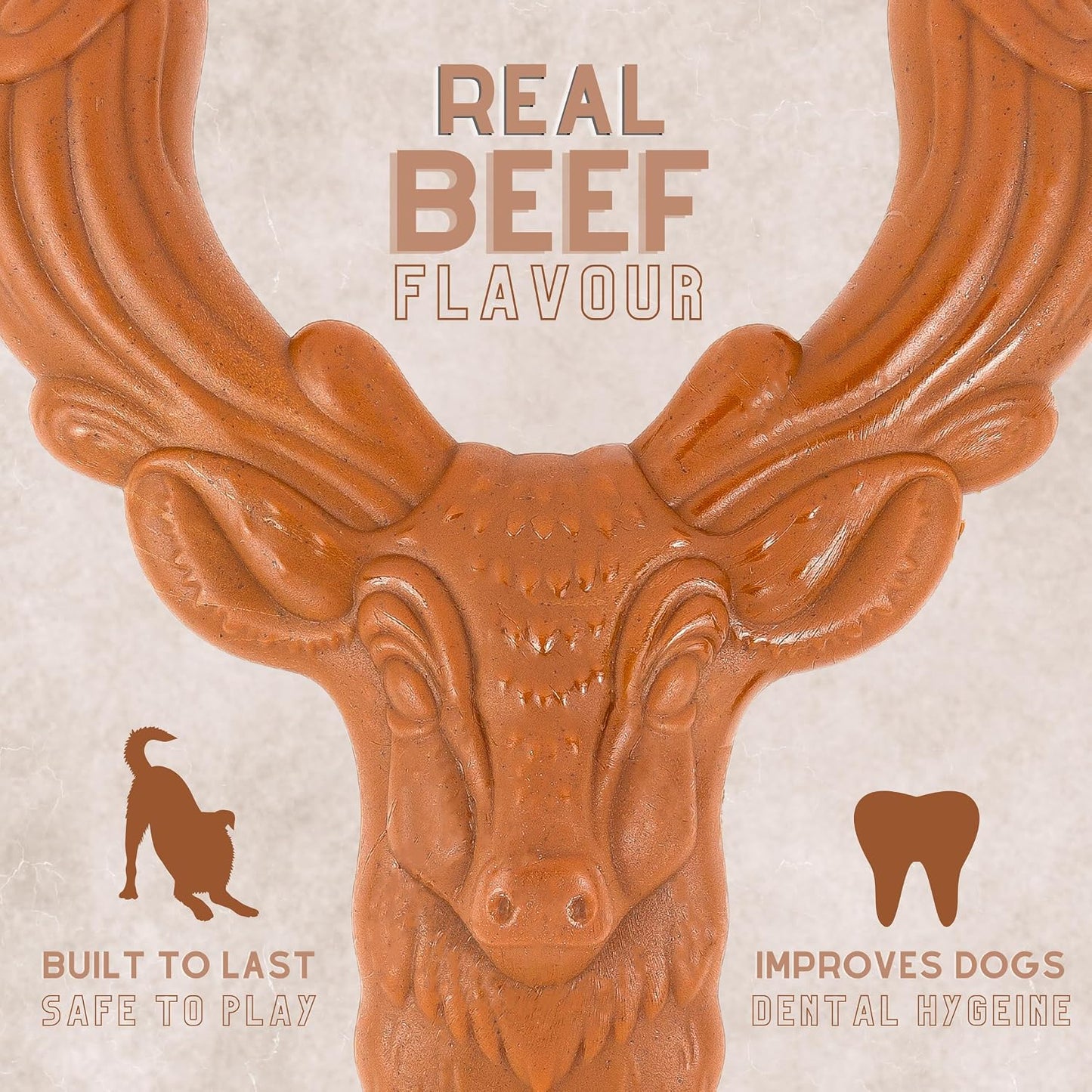 Dog Toys for Aggressive Chewers, Indestructible Dog Toys, Long Lasting Dog Chew Toy, Flavoured with Real Beef, Anxiety Relief and Teething for Dogs, Dog Toy for Medium to Large Dogs
