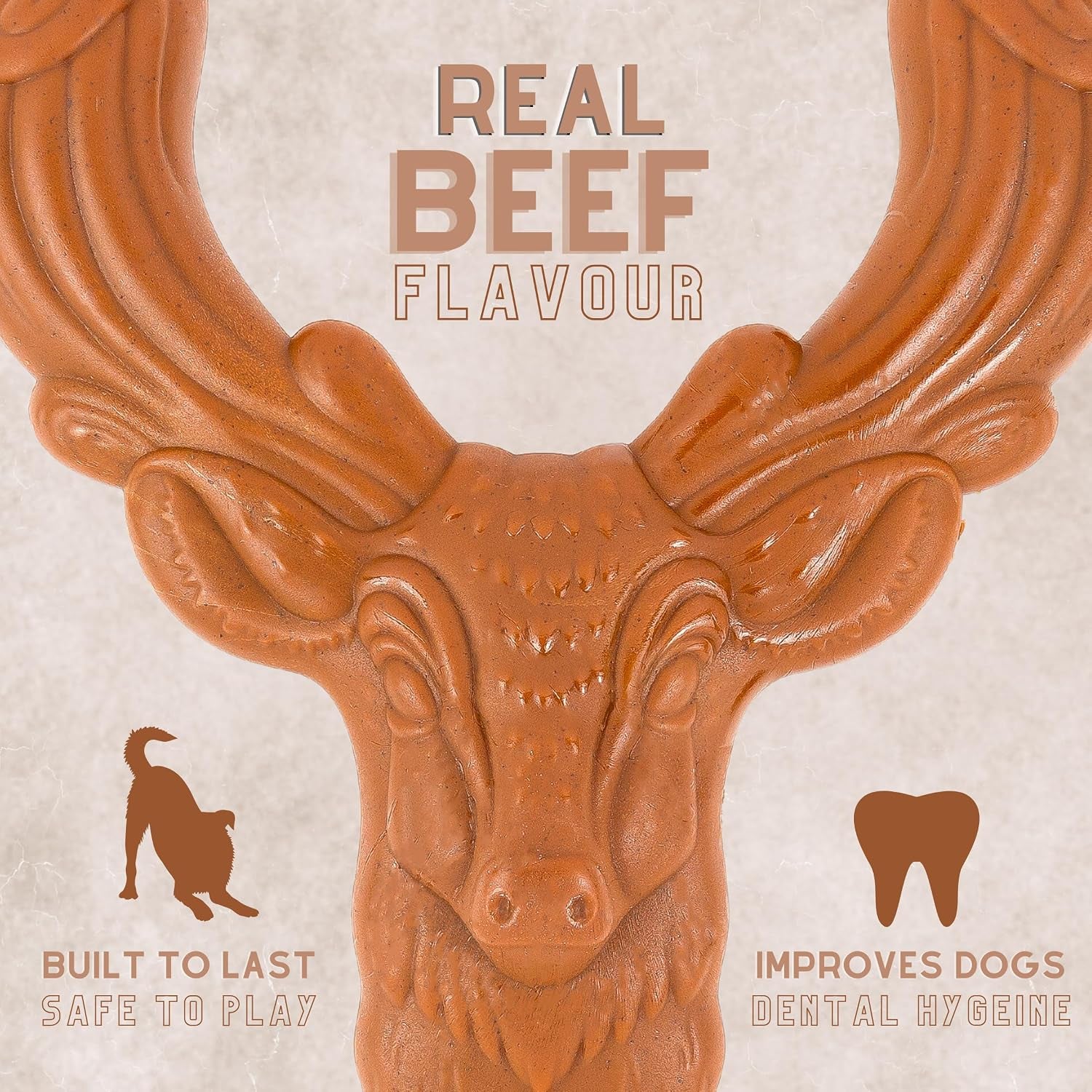 Dog Toys for Aggressive Chewers, Indestructible Dog Toys, Long Lasting Dog Chew Toy, Flavoured with Real Beef, Anxiety Relief and Teething for Dogs, Dog Toy for Medium to Large Dogs