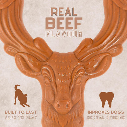 Dog Toys for Aggressive Chewers, Indestructible Dog Toys, Long Lasting Dog Chew Toy, Flavoured with Real Beef, Anxiety Relief and Teething for Dogs, Dog Toy for Medium to Large Dogs