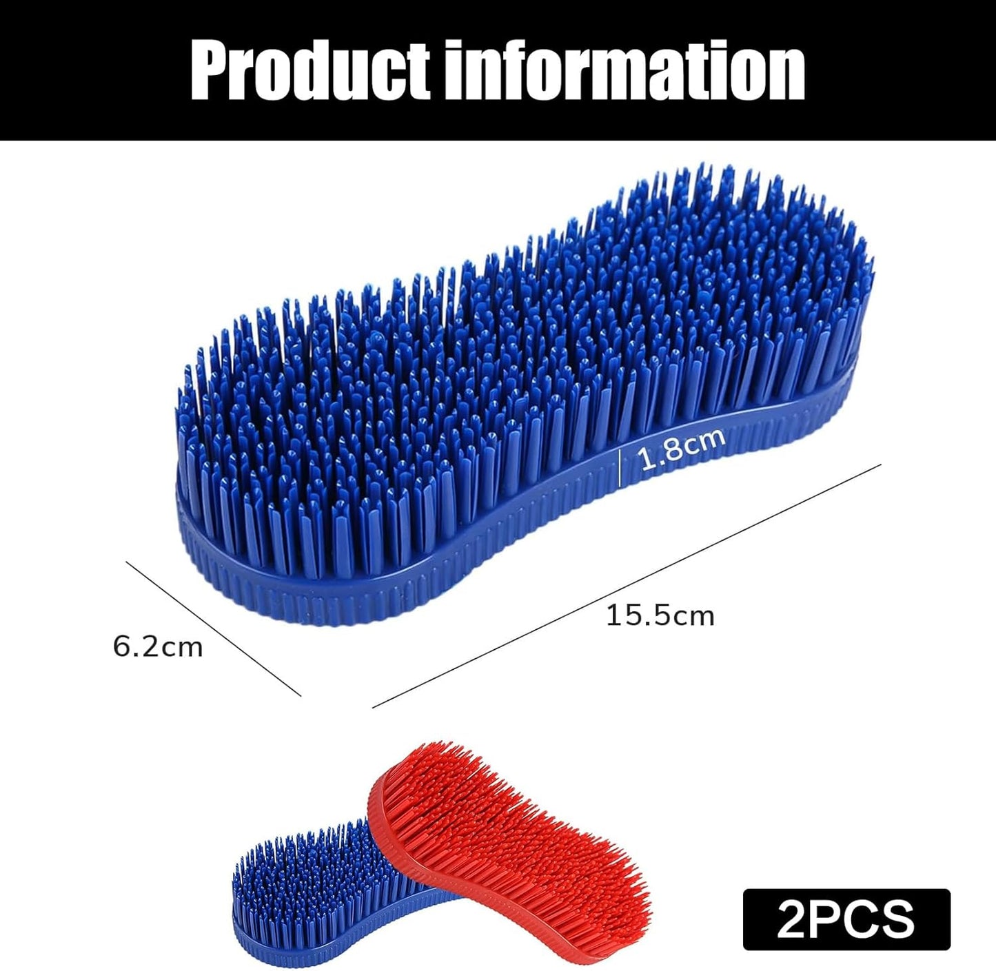 2 Pcs Magic Horse Hair Brush Set, Horses Grooming Brushes, Horse Brush for Grooming, Equestrian Massage Tool Mane and Tail Detangler Blue&Red