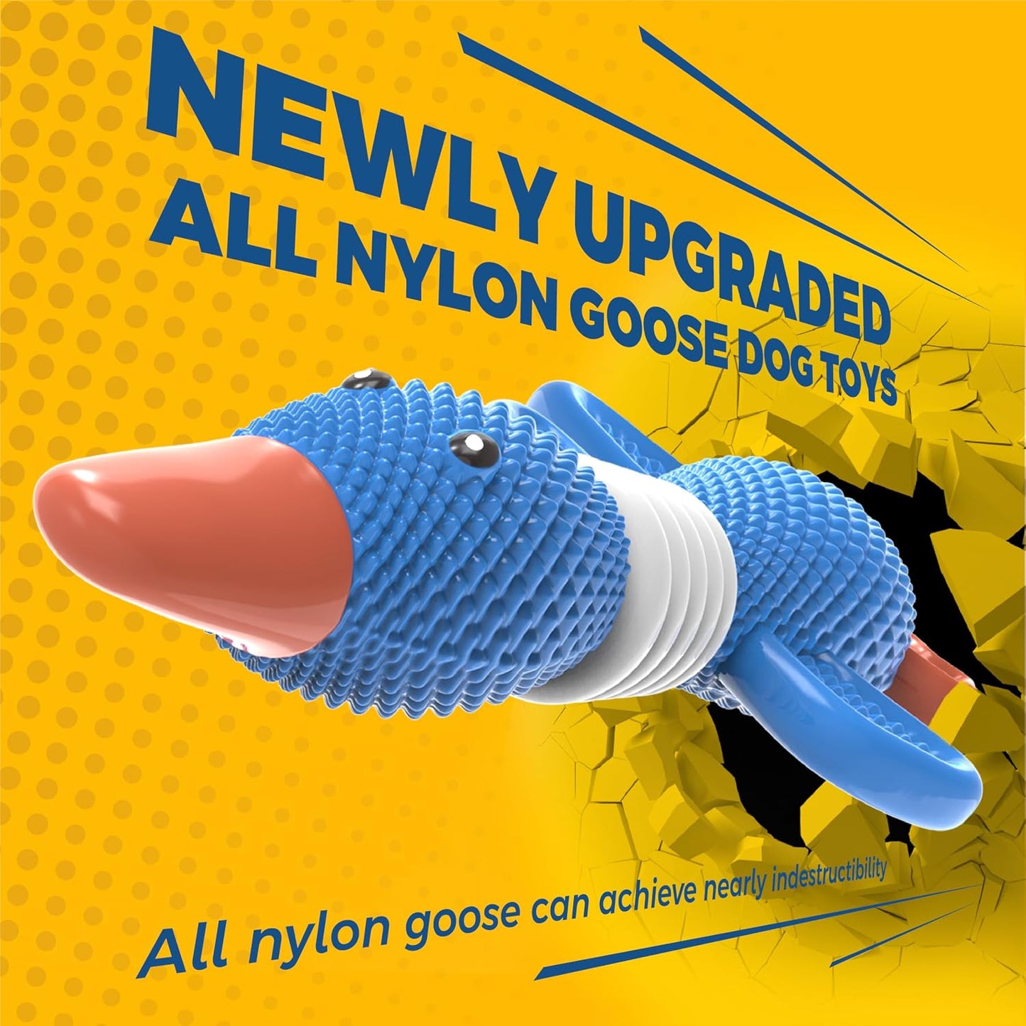 Upgraded Nylon Goose Dog Toys for Aggressive Chewers,Tough Dog Toys for Large Dogs Medium Breed,Durable Dog Chew Toys for Teething,Heavy Duty Bone Indestructible Dog Toy