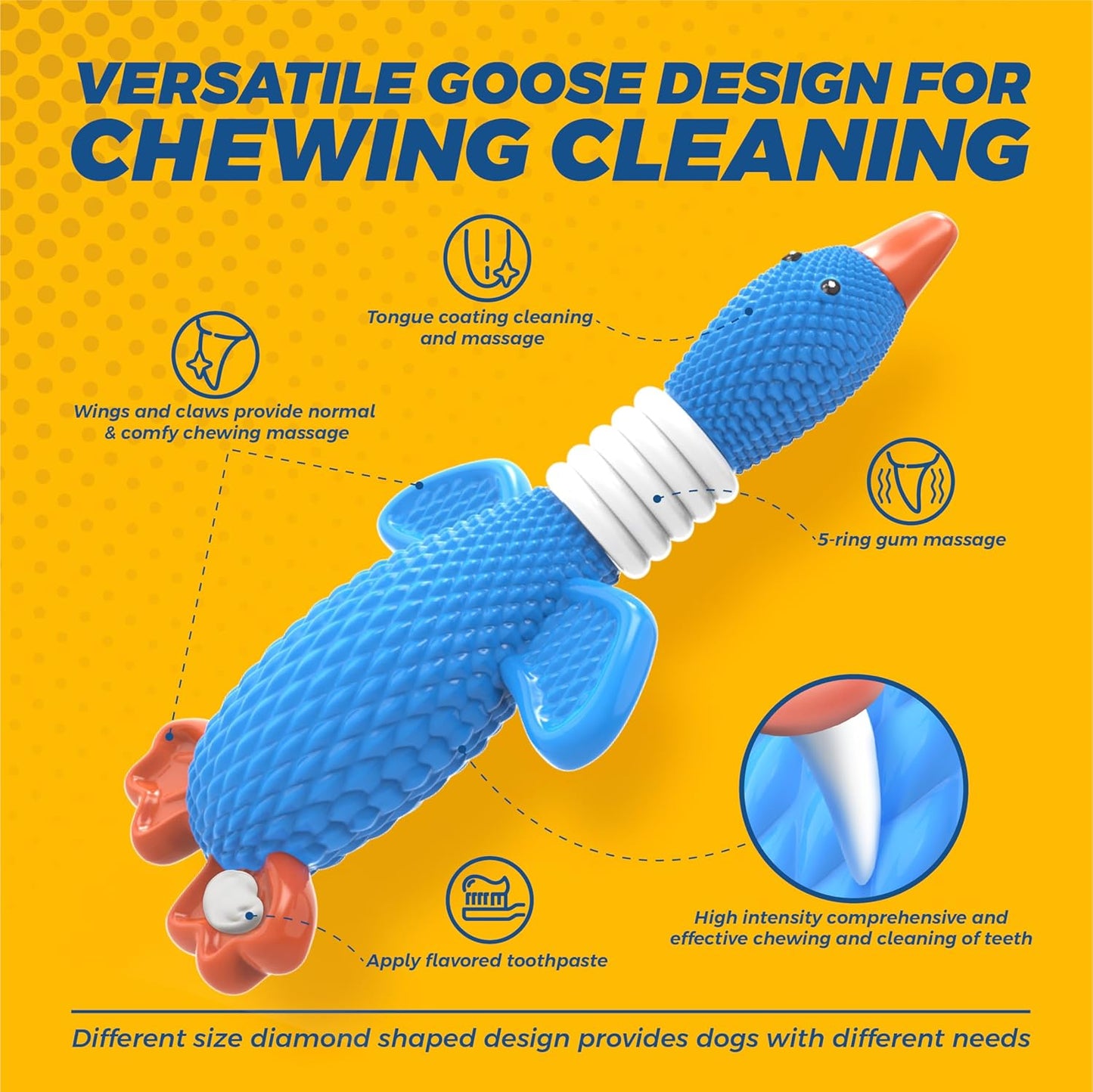 Upgraded Nylon Goose Dog Toys for Aggressive Chewers,Tough Dog Toys for Large Dogs Medium Breed,Durable Dog Chew Toys for Teething,Heavy Duty Bone Indestructible Dog Toy