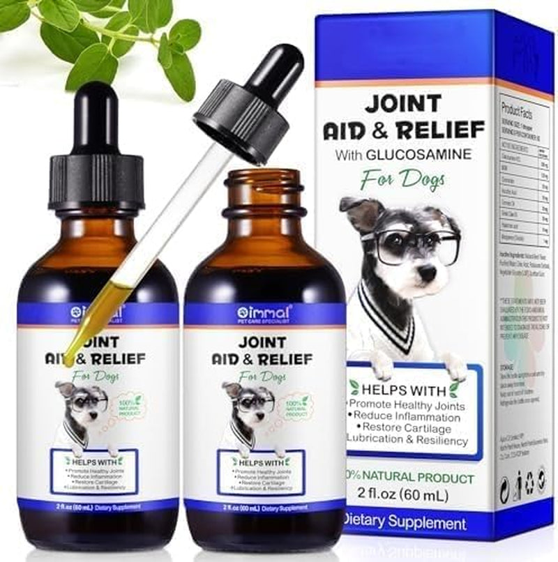 Joint Supplements for Dogs Joint Aid for Dogs with Glucosamine Dog Joint Supplements for Senior Dogs Improve Mobility & Flexibility Pet Supplement for Older and Stiff Dogs, Beef Flavor - 120Ml