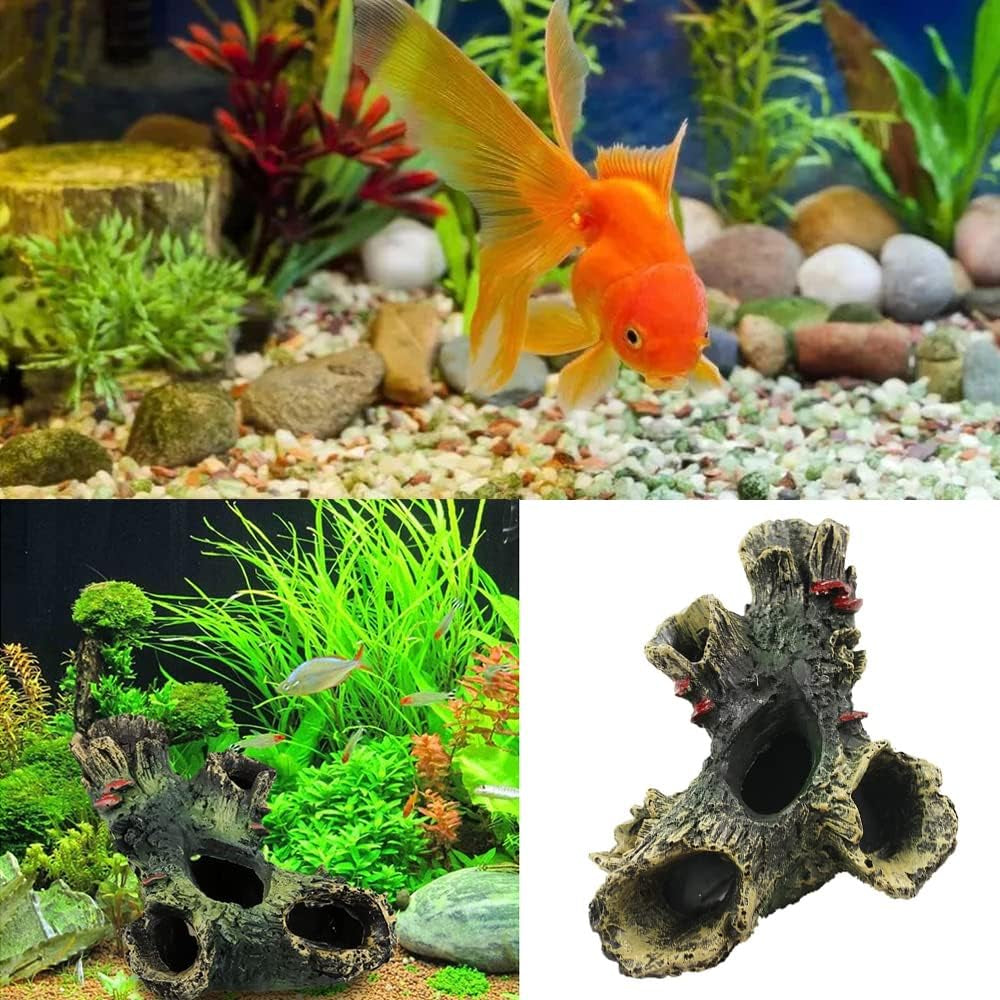 Log Resin Tree Trunk Ornament Aquarium Fish Tank Decoration Home Landscaping Crafts for Fish Tank Small Fish Hiding