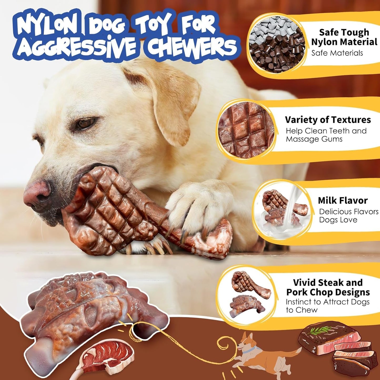 Dog Chew Toys for Aggressive Chewers, 2 Pack Indestructible Dog Toy for Large Medium Breed Tough Durable Toys for Boredom