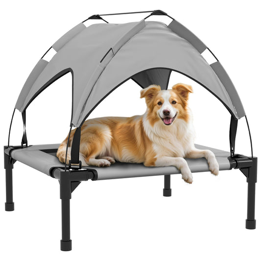 Pawhut Cooling Raised Dog Bed W/ Breathable Mesh, for S, M Dogs - Light Grey