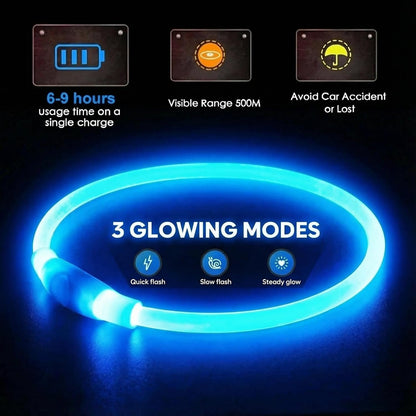 Light up Dog Collar USB Rechargeable Flashing Dog Collar for Dark – Safety High Vis Neon Dog Lights for Night Walking, Dog Harness Light Illuminous Dogs Collar Cut to Size for Small Dogs & Puppies