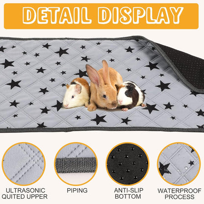 4 Pieces Guinea Pig Cage Liners Guinea Pig Fleece Bedding Absorbent Guinea Pig Accessories Reusable Washable Guinea Pig Pee Pad Non Slip Guinea Pig Mats for Cages with Patterns (14 X 28 Inch)