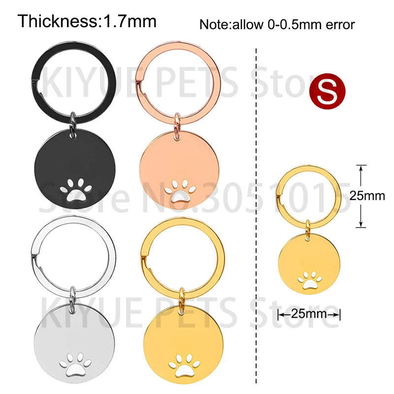 Custom 20Pcs/Set Pet Dog ID Tag Bone round Stainless Steel Plate Pendant Necklace Collar Pet Accessories