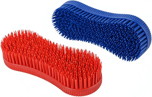 2 Pcs Magic Horse Hair Brush Set, Horses Grooming Brushes, Horse Brush for Grooming, Equestrian Massage Tool Mane and Tail Detangler Blue&Red
