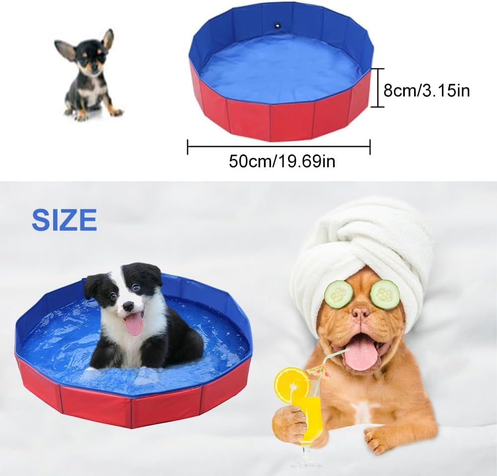 Foldable Dog Pool, Dog Pool for Small Dogs, Dog Swimming Pool, PVC Dog Pool, Swimming Pool for Dog, Non-Slip Paddling Pool for Dogs, Swimming Pool for Dog, Children'S Swimming Pool, 50 X 8 Cm, 1 Piece