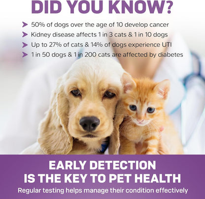 Pet Urine Testing Strips, 50 X Urinalysis Parameter Tests for Dogs, Cats, Vets, Accurate Testing for Veterinarians, Detects UTI, Diabetes, Bladder, Kidney, Liver, SG, Ph, Glucose