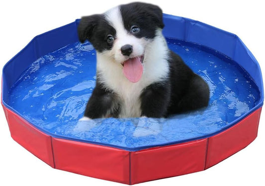 Foldable Dog Pool, Dog Pool for Small Dogs, Dog Swimming Pool, PVC Dog Pool, Swimming Pool for Dog, Non-Slip Paddling Pool for Dogs, Swimming Pool for Dog, Children'S Swimming Pool, 50 X 8 Cm, 1 Piece